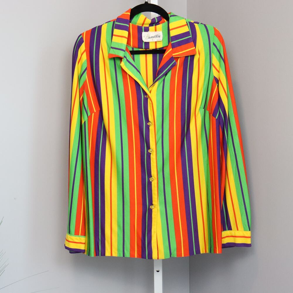 Vintage Hamilton "8" button down‎ polyester blouse size M-ish